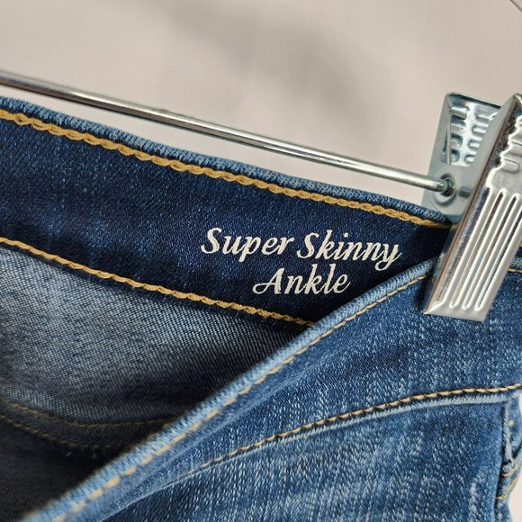 Henry Belle Super Skinny Ankle Jeans 27 Medium Wash Distressed Cotton Stretchy - Picture 4 of 13